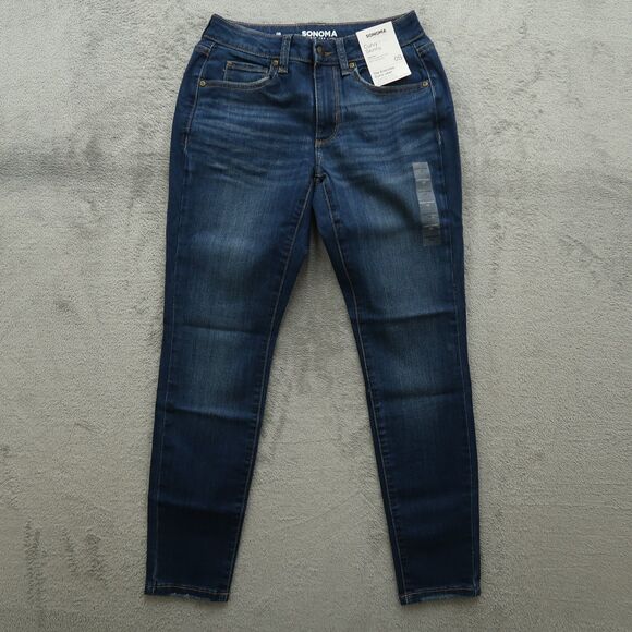 Sonoma Jeans Women's Size 0S Blue High-Rise Curvy Skinny Stretch 27" Inseam NWT - Picture 1 of 16